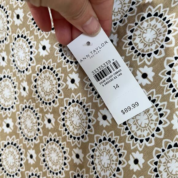 Ann Taylor Factory Beige Linen Blend Midi Skirt Size 14 NWT Office Chic - Picture 10 of 10